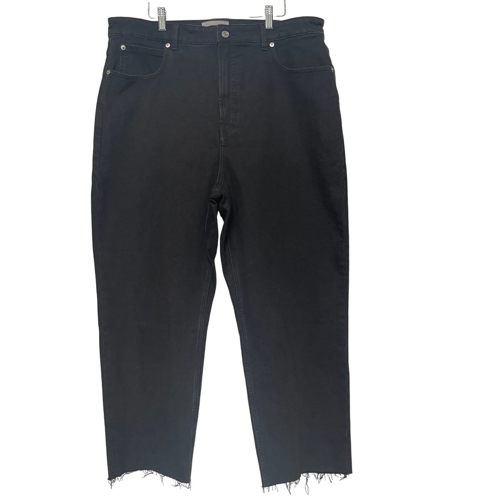 Everlane The Way-High® Black Jeans Size 34R Raw Hem High Rise Straight Leg‎ XXL